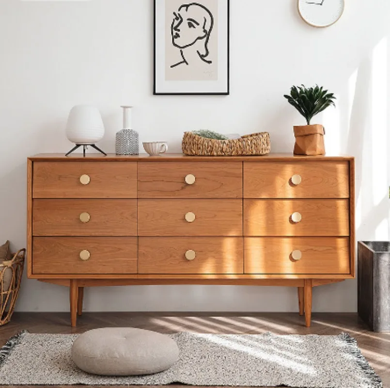 Nine-chest cabinet, living room against the wall, home modern bedroom, Nordic Japanese-style bedroom cabinet, class lock
