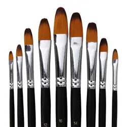 9 pz/set kit di pennelli per pittura multifunzionali pennelli per pittura artistica con manico in legno per capelli in Nylon facili da tenere in mano 4 stili