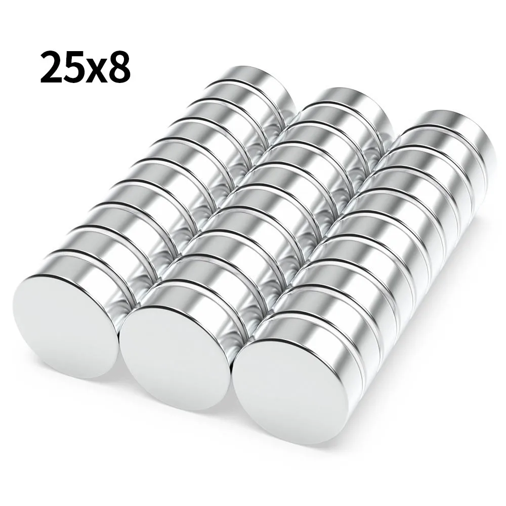 

25x8mm N35 Super Strong Neodymium Magnet Round NdfeB Powerful Permanent Magnetic imanes Refrigerator Magnets 25*8