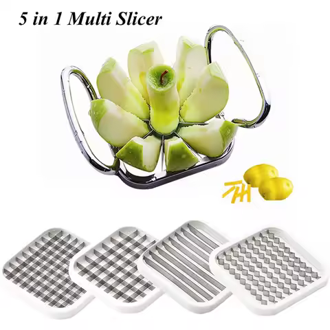 5pc Grid Cutting French Fries Potato Apple Slicer Potato Slicer Vegetable Chopper Food Cutter French Fry Slicer Kitchen Tools