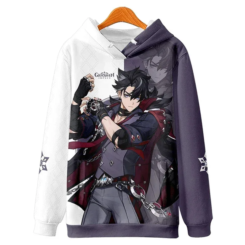 Game Genshin Impact Hoodie Wriothesley Cosplay Costume Unisex 3D Printed Skull Hooded Coat for Spring Autumnv;6,a'3.k;8,