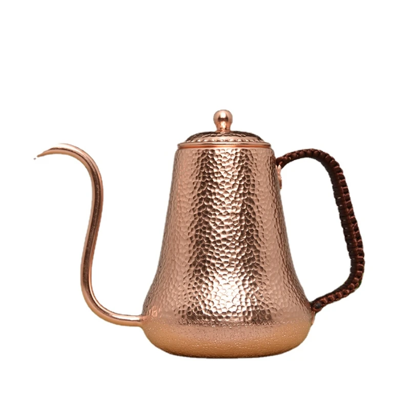 

Tea Set Handmade Beating Household Large Capacity Pot Narrow Mouth Pure Copper Pour-over Coffee Brewing Vessel 900ml Solid Color