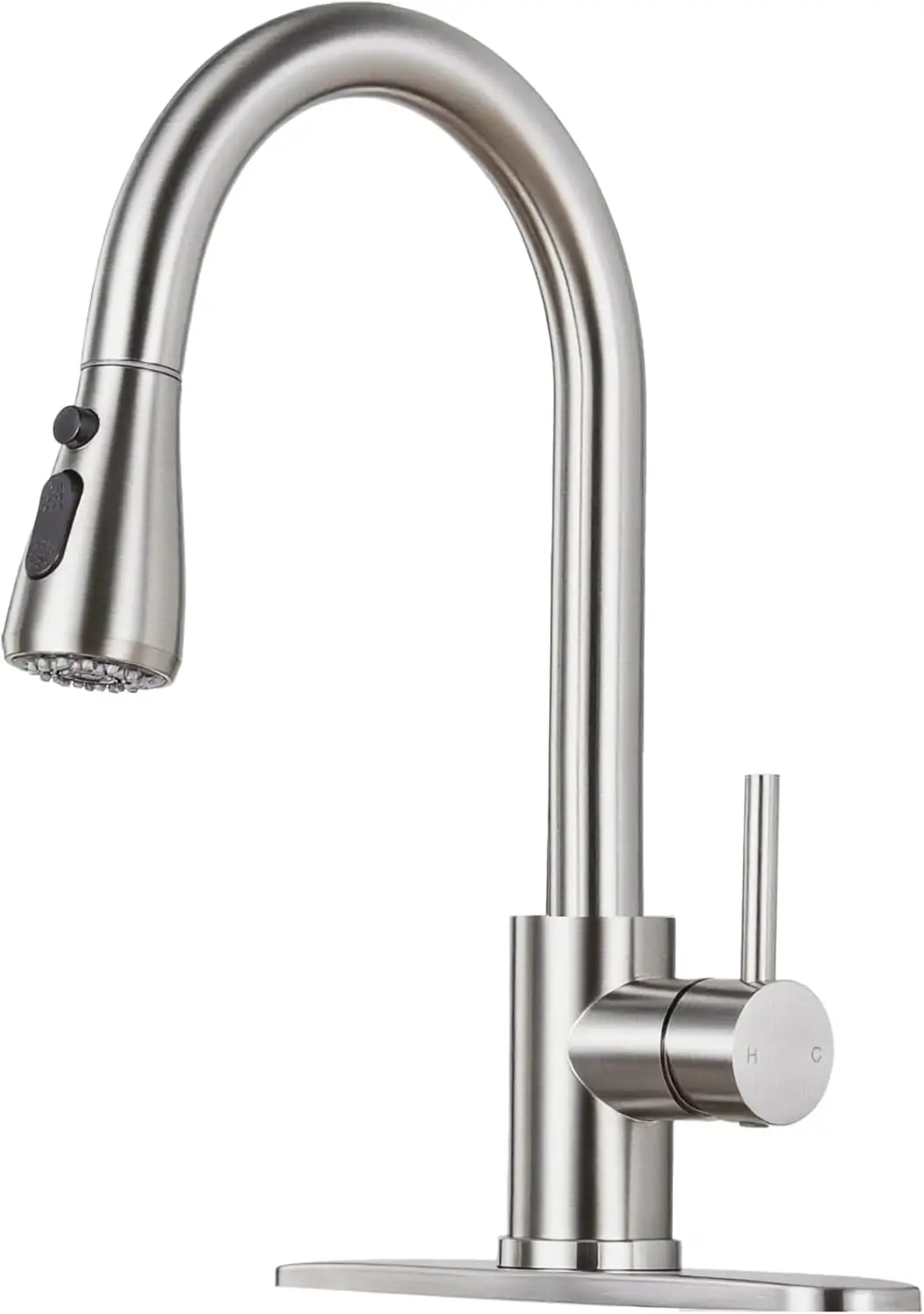 

Brushed Nickel Pull-Down Kitchen Faucet with High Arc, Flexible Sprayer and Single Handle for Easy Use