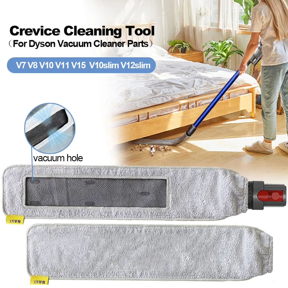 Crevice Cleaning Flat Brush Head w/Suction Holes for Dyson V8 V10 V11 V15 Vacuum Cleaner Accessory Tool Bendable Washable Cloth