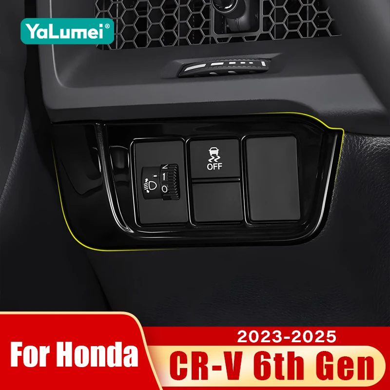 For Honda CR-V CRV 6th Gen 2023 2024 2025 Hybrid Car Headlight Adjustment Button Decoration Cover Accessories