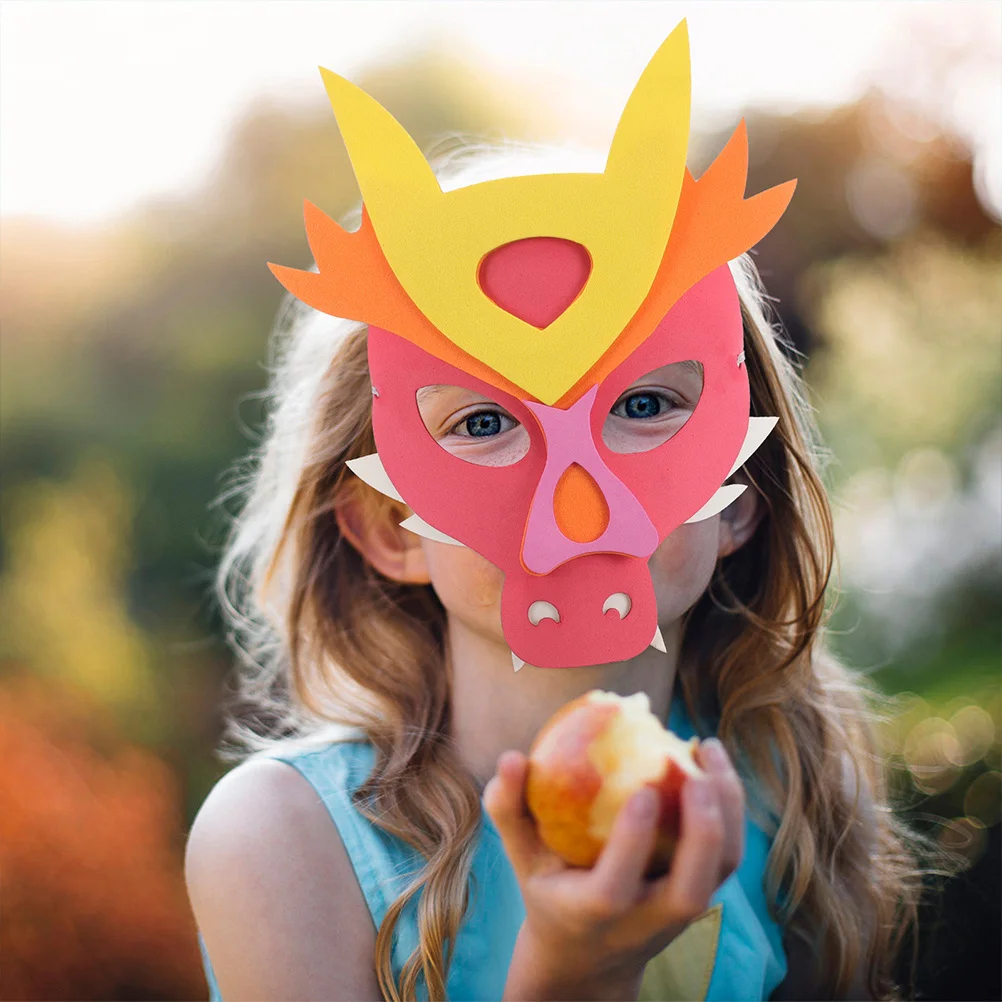 10 pçs máscaras do ano do dragão leve cosplay engraçado animal máscara adereços para crianças masquerade fontes de festa máscara de dragão