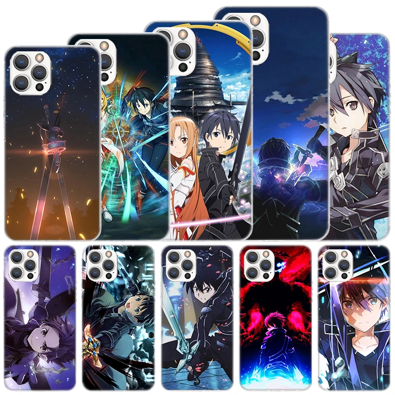 Sword Art Online Kirito Asuna Soft Case For iPhone 16 15 Plus 11 12 13 Mini 14 Pro Max Apple Phone Cover X XS XR SE 7 8 SE Coque