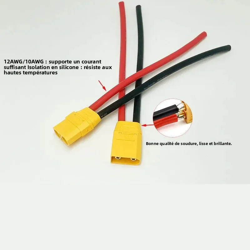 Connecteur parallèle XT90 pour câble solaire XT90H mâle/femelle vers bornes à joint torique avec câble en silicone 12/10AWG
