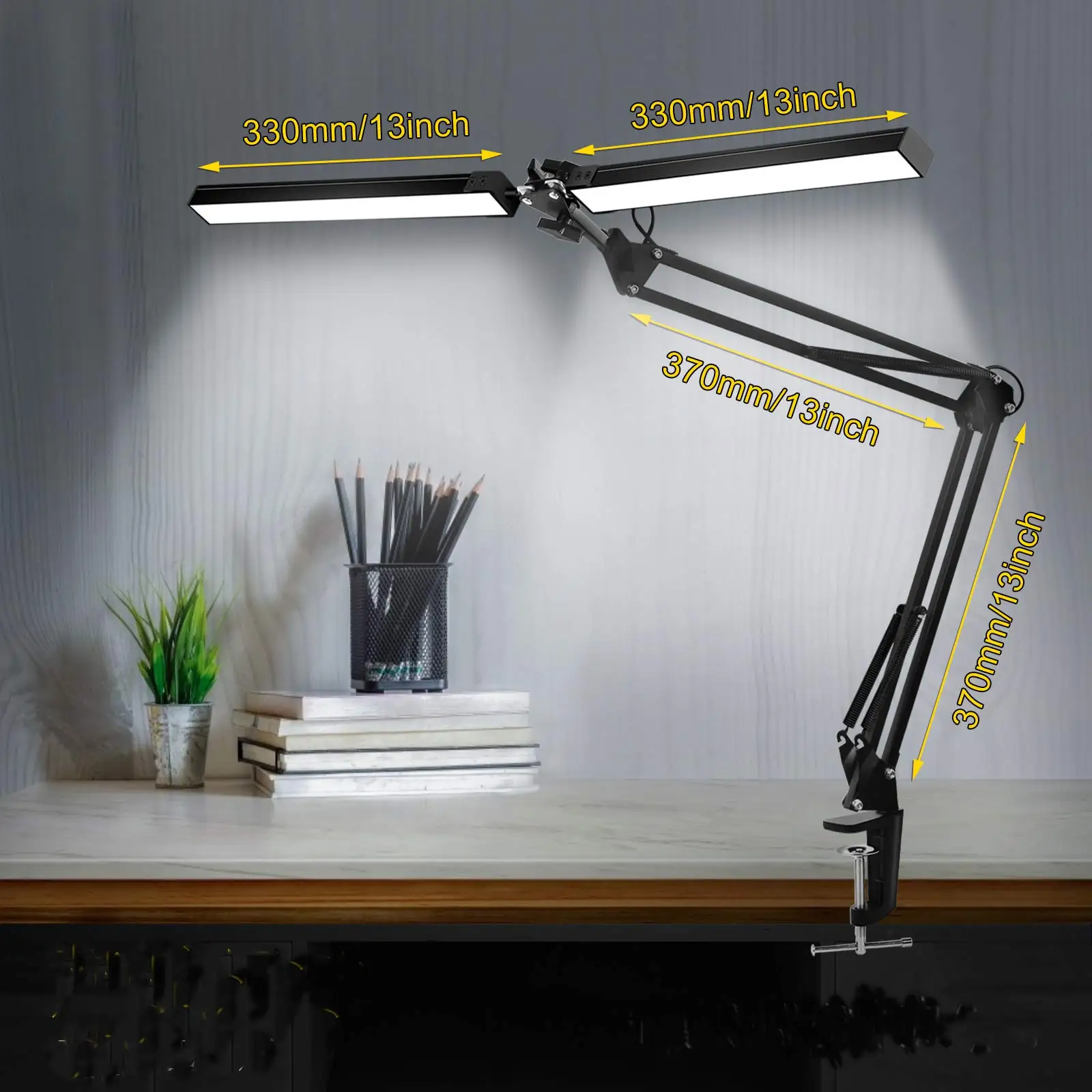 LED Desk Lamp with Clamp,Eye-Caring Table Lamps,Dimmable Office Lamp with USB Charging Port,3 Lighting Modes with 10 Brightness