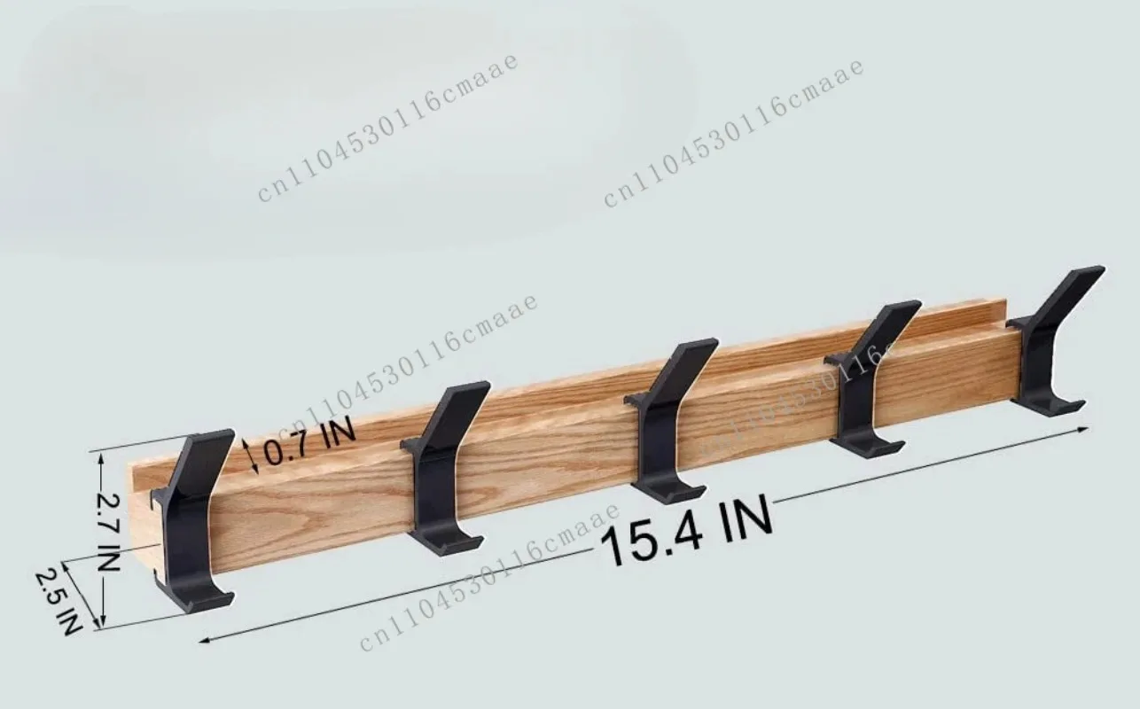 New Wall Mounted Coat Rack with 5 Movable Hooks Aluminum Hangers for Hats, Towels, Robes, and Wooden Hangers