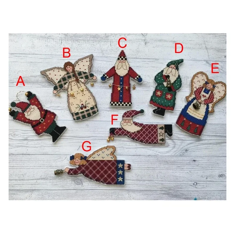 Amishop Gold Collection Counted Cross Stitch Kit Homespun Holiday Christmas Santa Claus And Angels Gift Ornaments DIM 00245