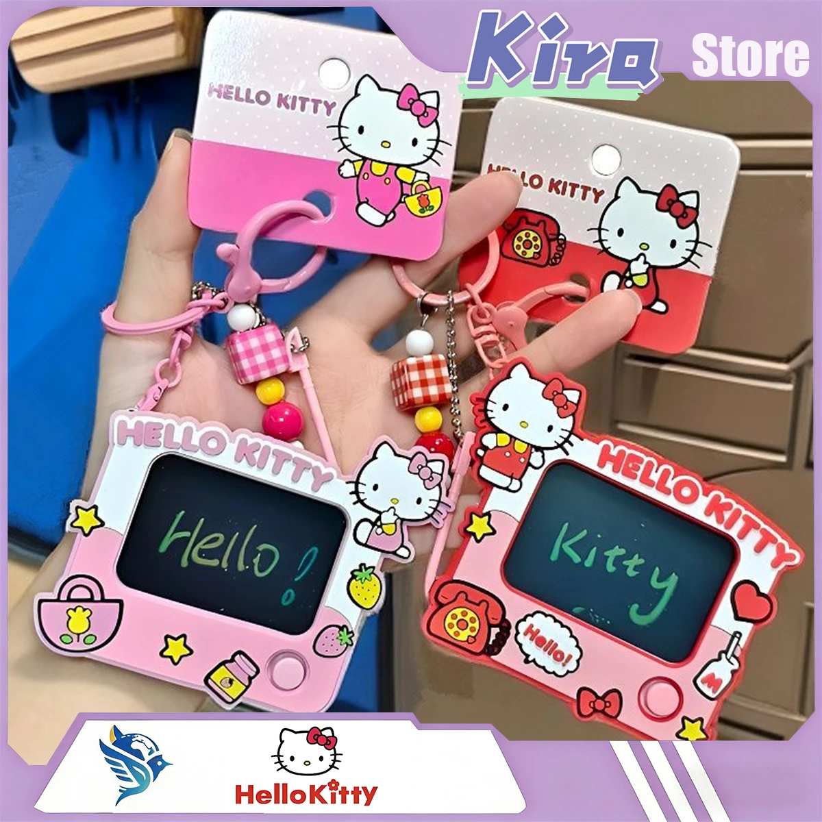 

HELLO KITTY Doodle Painting Board Keychain Schoolbag Car Key Pendant Handheld Writing Pad Classmate Gift Girl Friend Note Board