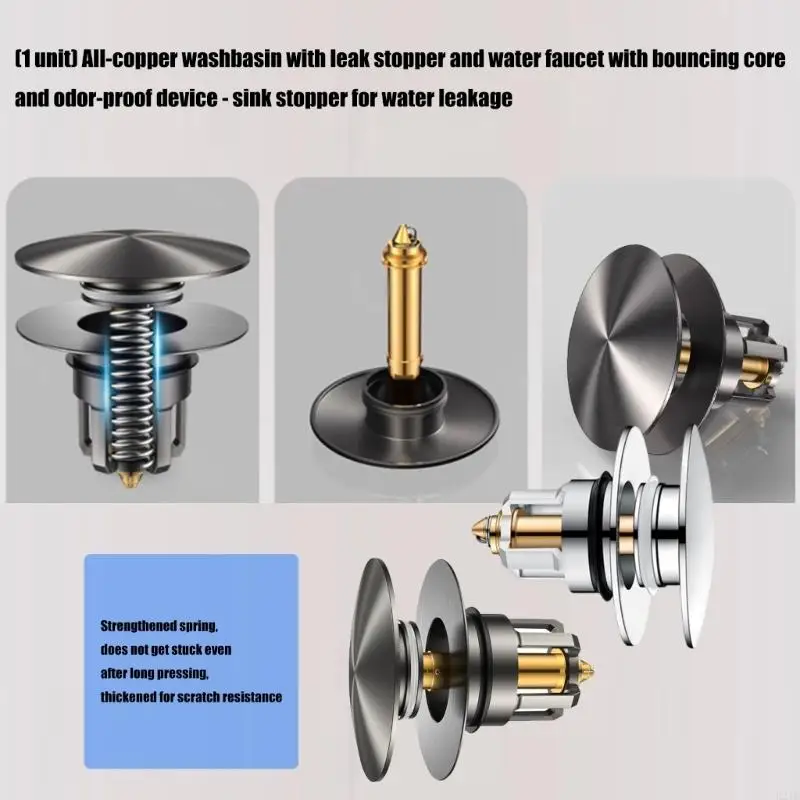 

Сливная пробка для кухонной раковины, медный сливной фильтр, отскакивающие сердечники, пробка для сливной раковины с защитой от