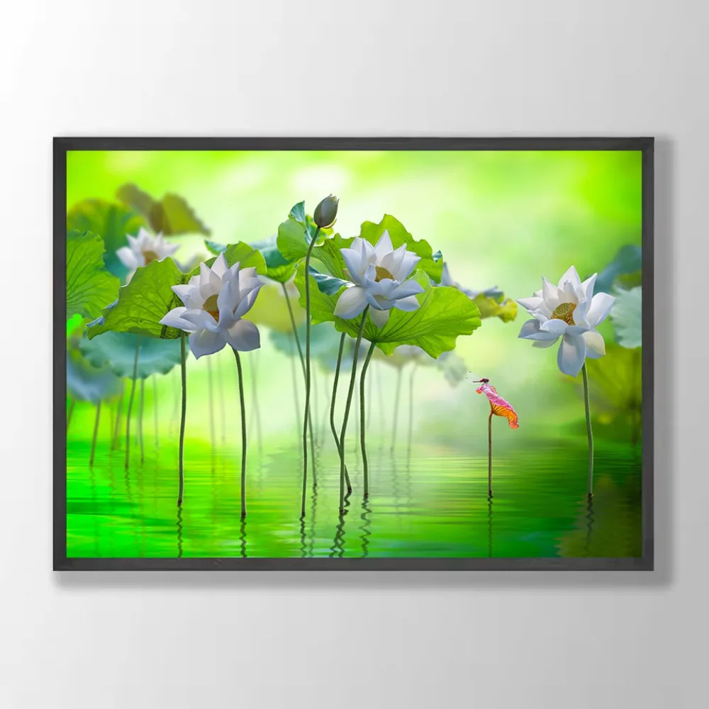 Modern Art Lotus Lotus Leaf Lotus New Chinese Style Ink Mist Photography Decorative Painting Home Room Decoration