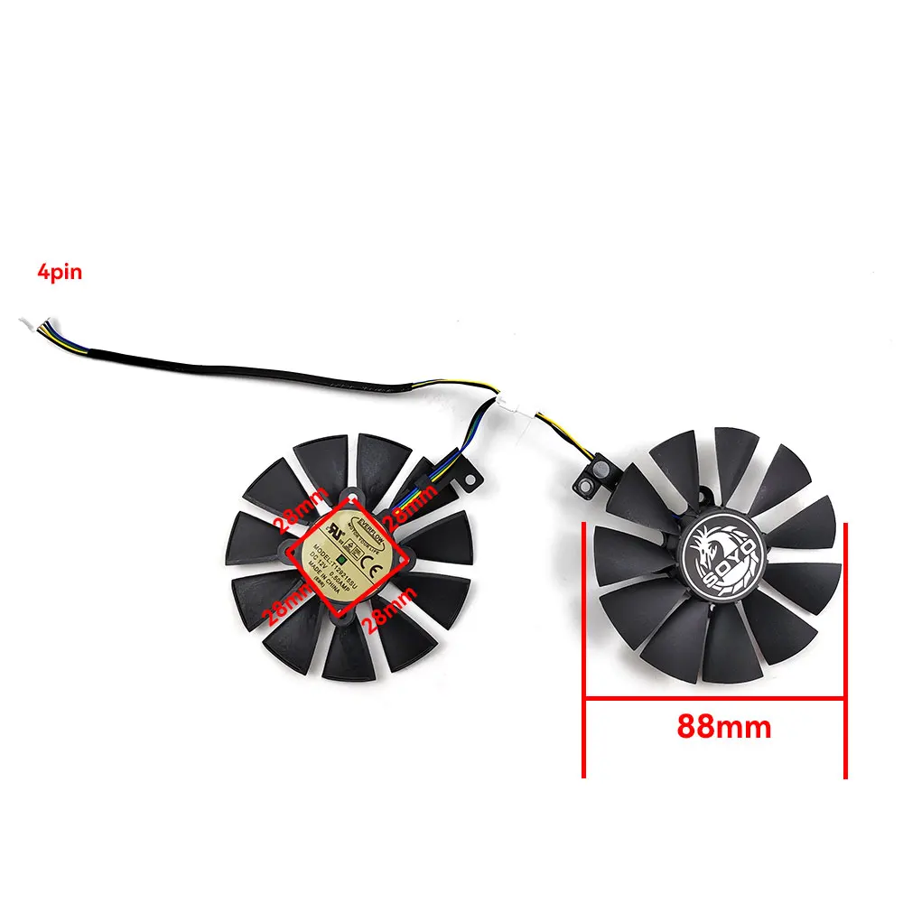 NEW 88MM 4PIN T129215SU graphics card fan suitable for SOYO RX580 8GB video card cooler fan replacement