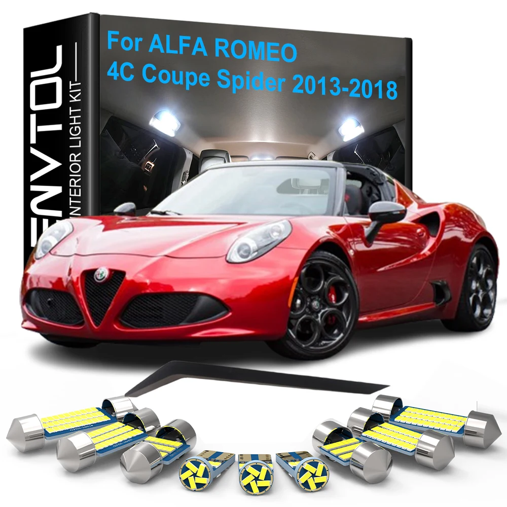 

5 шт. светодиодных ламп для салона автомобиля Canbus для Alfa Romeo 4C Coupe Spider 2013-2018, лампы для освещения салона, карманов для чтения, багажника и грузового отсека