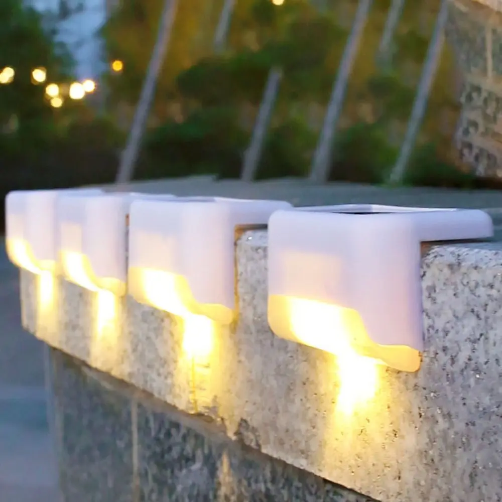 Multifunctional Waterproof LED Solar Step Lamp Solar Powered Garden Fence Lamp Outdoor Yard Street Deck Lamp