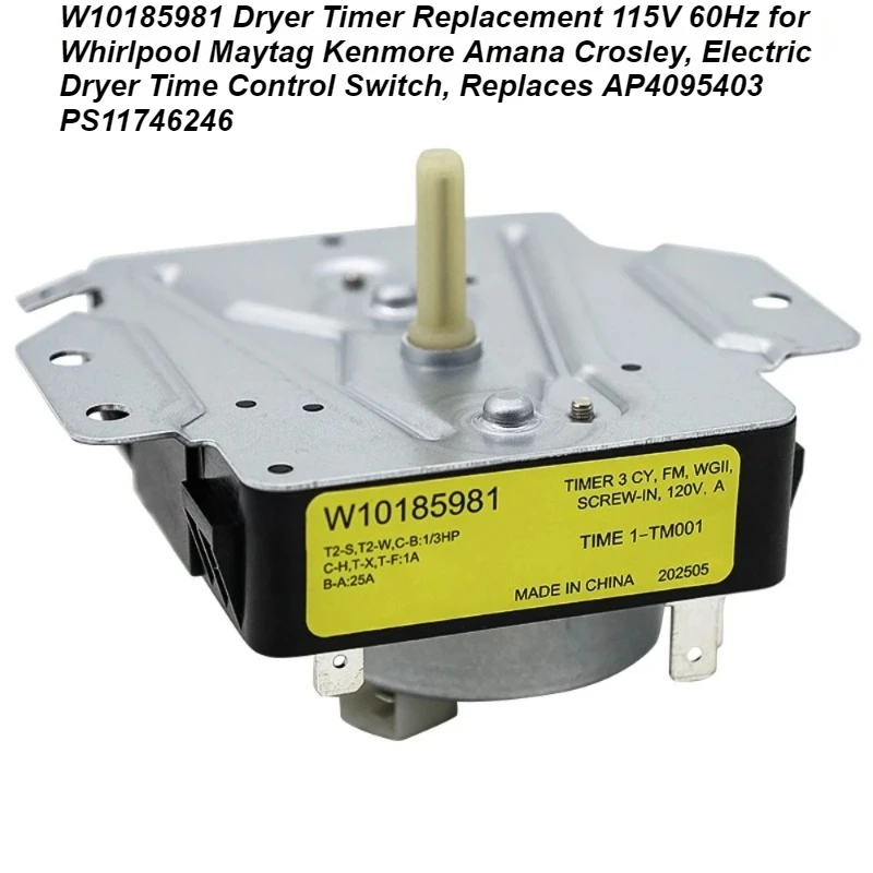

W10185981 Dryer Timer Replacement – 115V 60Hz Electric Timer, Fits Whirlpool Maytag Kenmore Amana Crosley Dryers