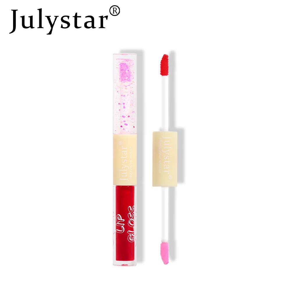 1 قطعة ملمع شفاه مزدوج لؤلؤي للمكياج في أوروبا والولايات المتحدة ملمع شفاه طبيعي يدوم طويلاً وغير لاصق.