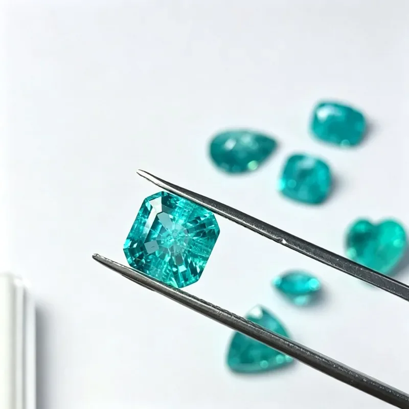 Laborgezüchteter Paraiba-Edelstein im Cushion-Schliff, zertifiziert, für DIY-Schmuckherstellung, Einlage für Ring, Halskette, Armband und Zubehör – Detail 13