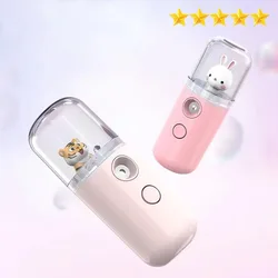 Face Mister Mini Handy Rechargeable Cute Rabbit Design Face Humidifier Facial Sprayer Moisturizing For Face, Daily Makeup, Skin