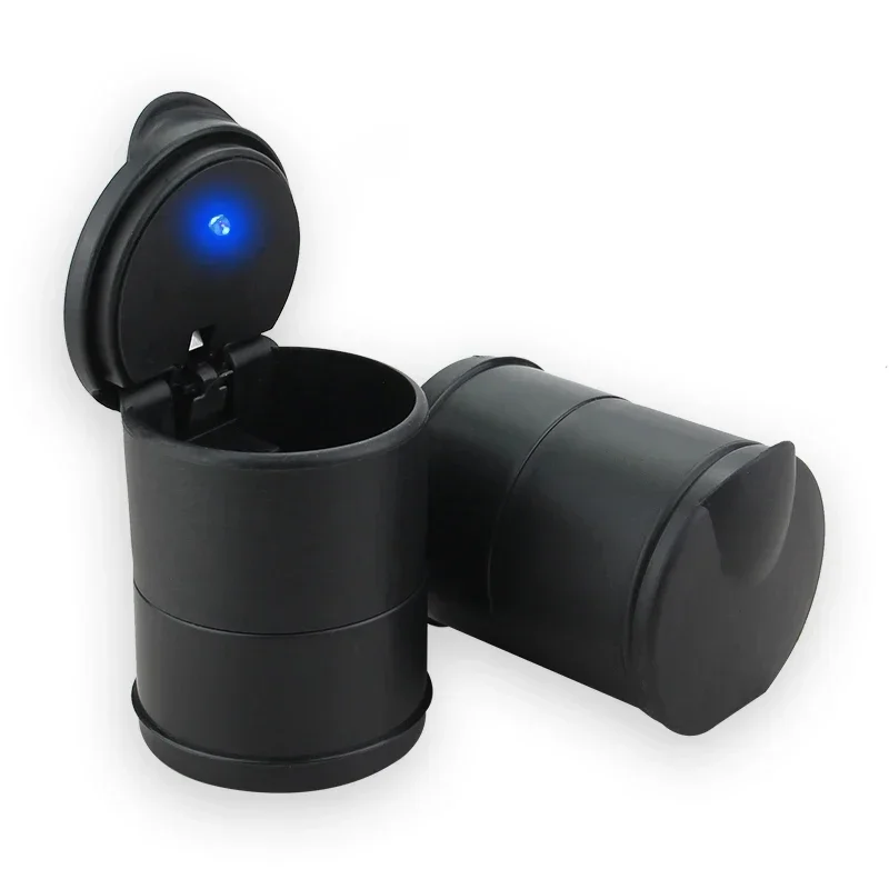 New Style Car Ashtray LED Automatic Blue Light Indicator Portable One Touch Open Flame Retardant Cigar Ash Tray Car Accessories