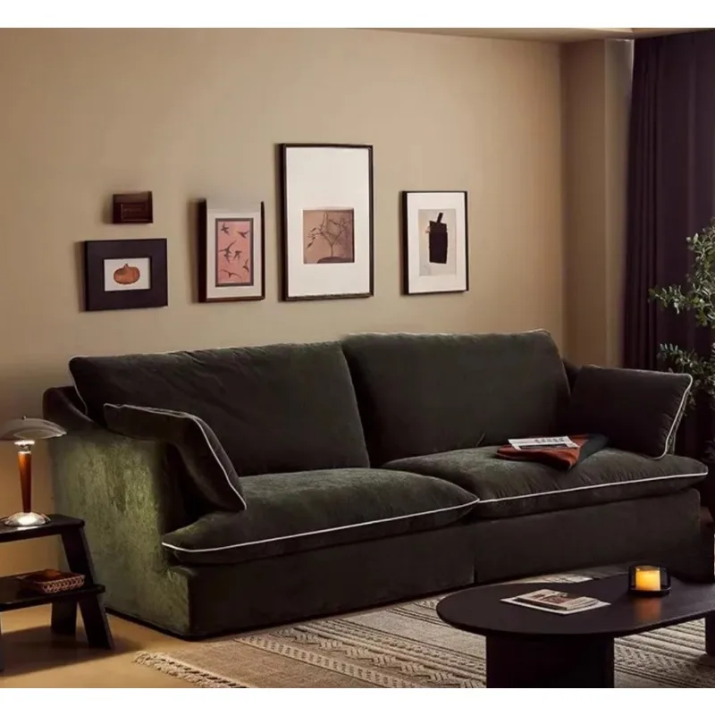 French mangosteen chenille fabric sofa living room removable and washable large sitting deep straight row single and