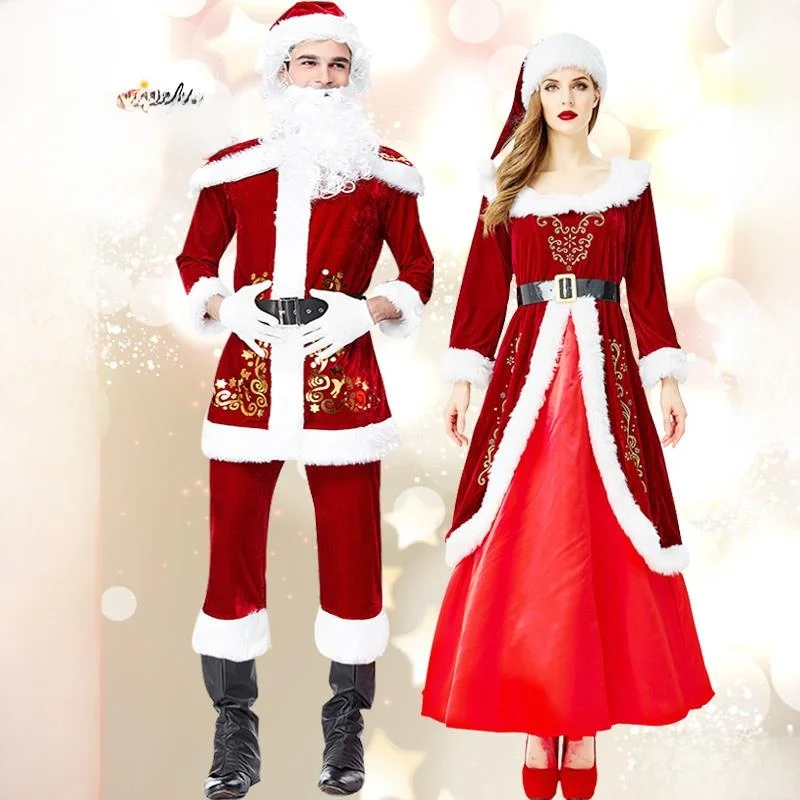 

Костюмы для пар Cisas: мужские костюмы Санта-Клауса больших размеров, наряды для выступлений, традиционная зимняя мода.