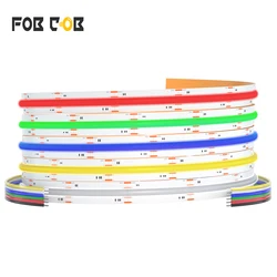 FOB COB RGBCCT LED Light Strip DC24V RGB+3000k+6000k COB Strip Light 6Pin Flexible LED Tape High Density Linear Light Room Decor