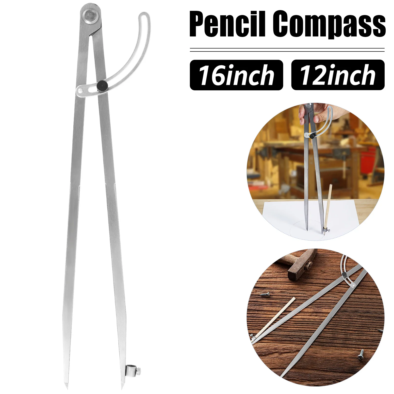 Carbon steel drawing compass 12/16 inch professional woodworking compass tool professional drawing woodworking compass