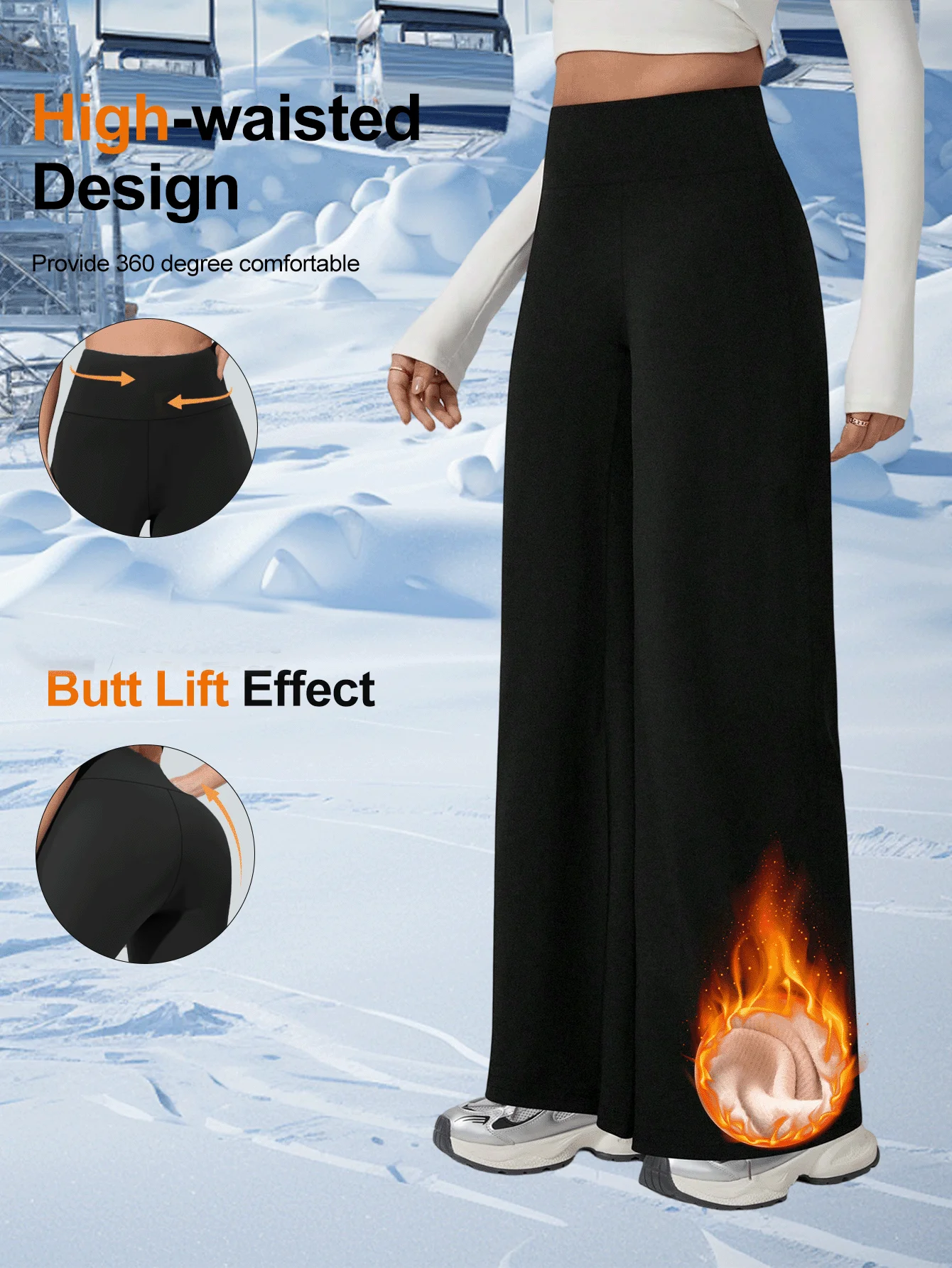 Women's StretchWide Leg Golf Pants with Pull-on Waist, Tummy Control Workout Leggings, Moisture-Wicking, Sun Protection