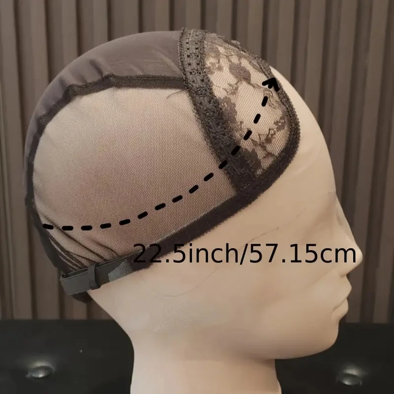 1 touca de peruca marrom sem renda ajustável com padrão floral complexo - base de peruca de nylon unissex, ajuste seguro, confortável e respirável de