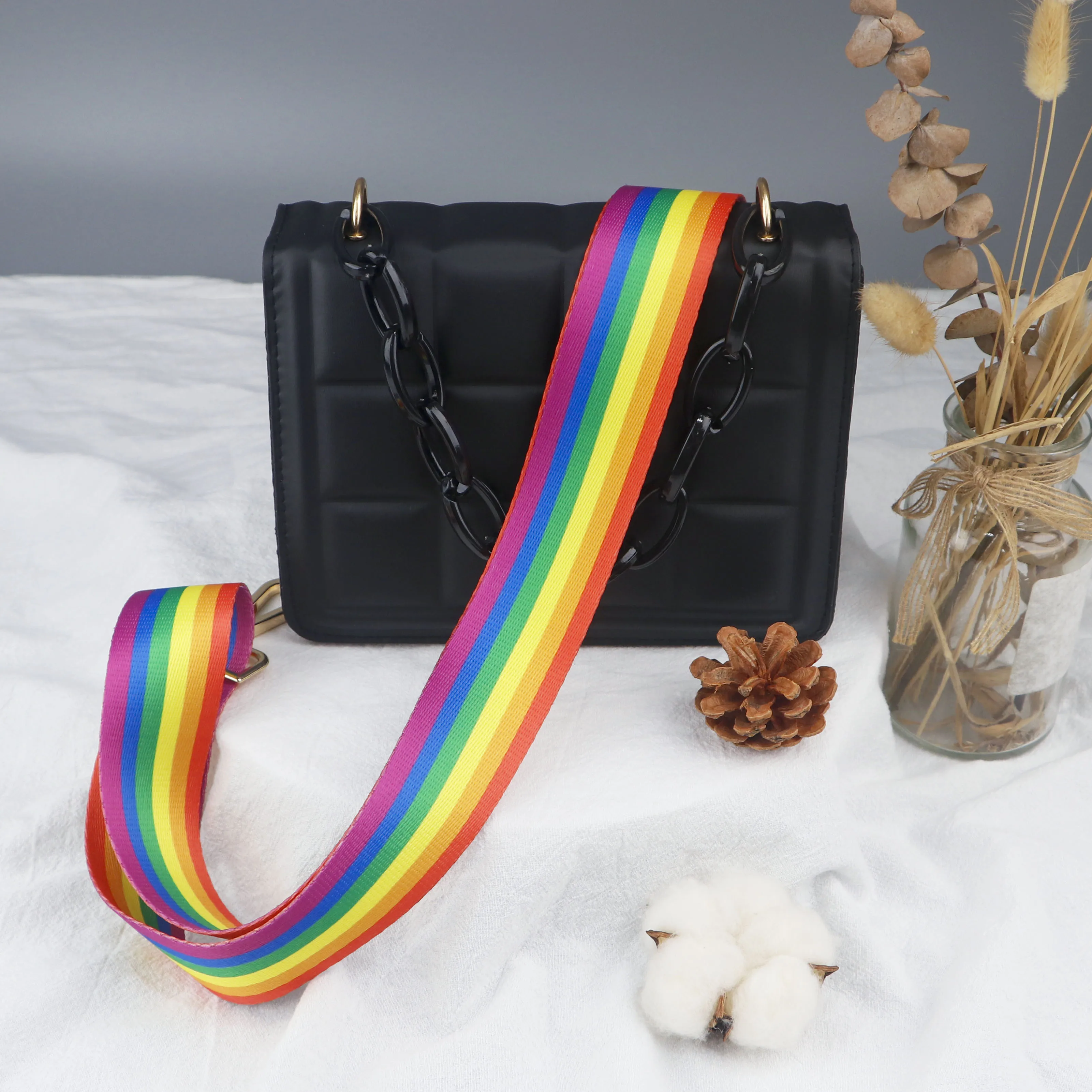 Rainbow Pattern Bag Strap Colored Straps for Crossbody Messenger Shoulder Bag Accessories Adjustable Belts Straps Handbag Straps