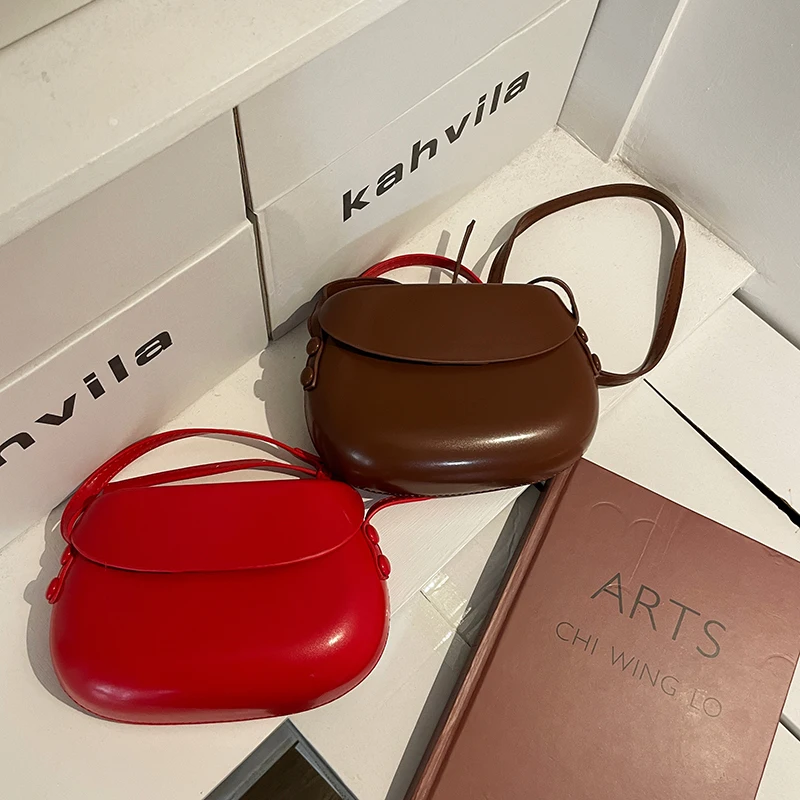 Vintage wino czerwone PU Mini torba Crossbody 2023 nowe damskie błyszczące torba na ramię z zapięciem magnetyczne światło luksusowe eleganckie etui