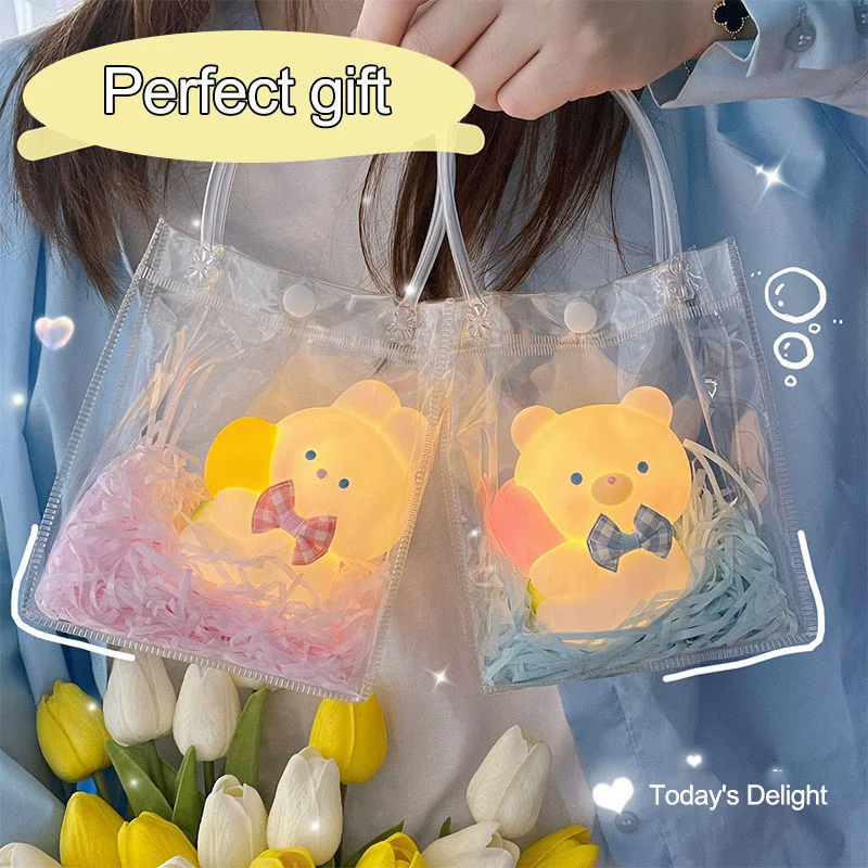 New Pocket Bear/Rabbit Bedside Night Light Bedroom Sleeping Lamp Battery Table Lamp