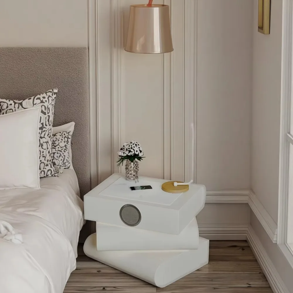 Children's Corner Nightstand Bedside Storage Cabinet With Snack Table For Bedroom Application