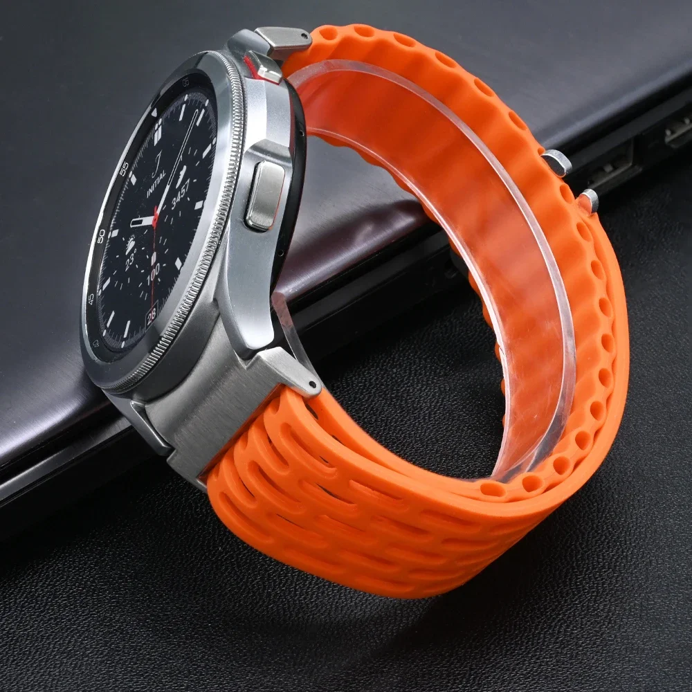 Pulseira de silicone oceano para samsung galaxy fe 7/6/5/4 44mm 40mm sem gpas para 6/4 clássico 43 47mm 5pro 45mm pulseira esportiva