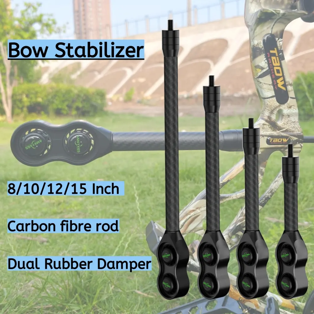 

1pc Bow Stabilizer 8/10/12/15" Carbon Shock Absorption Compound Bow Damper Archery Balance Bar Shooting Targeting Hunting