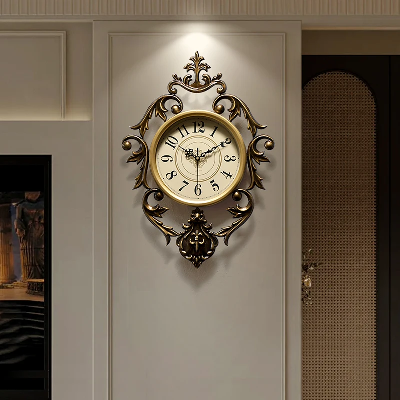 

American living room home clock wall hanging creative atmosphere light luxury clock new silent wall watch