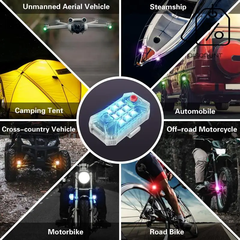 ABMF-ワイヤレス充電式 LED ストロボライト リモコン付き防水オートバイバイク車ドローン航空機用