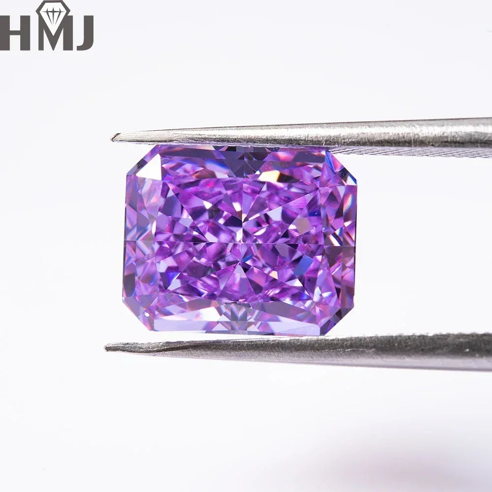 

5A Cubic Zirconia Rose Purple Radiant Crushed Ice Cut Moissanite Stone Ruby Synthetic CZ Gems Beads For Jewelry Making