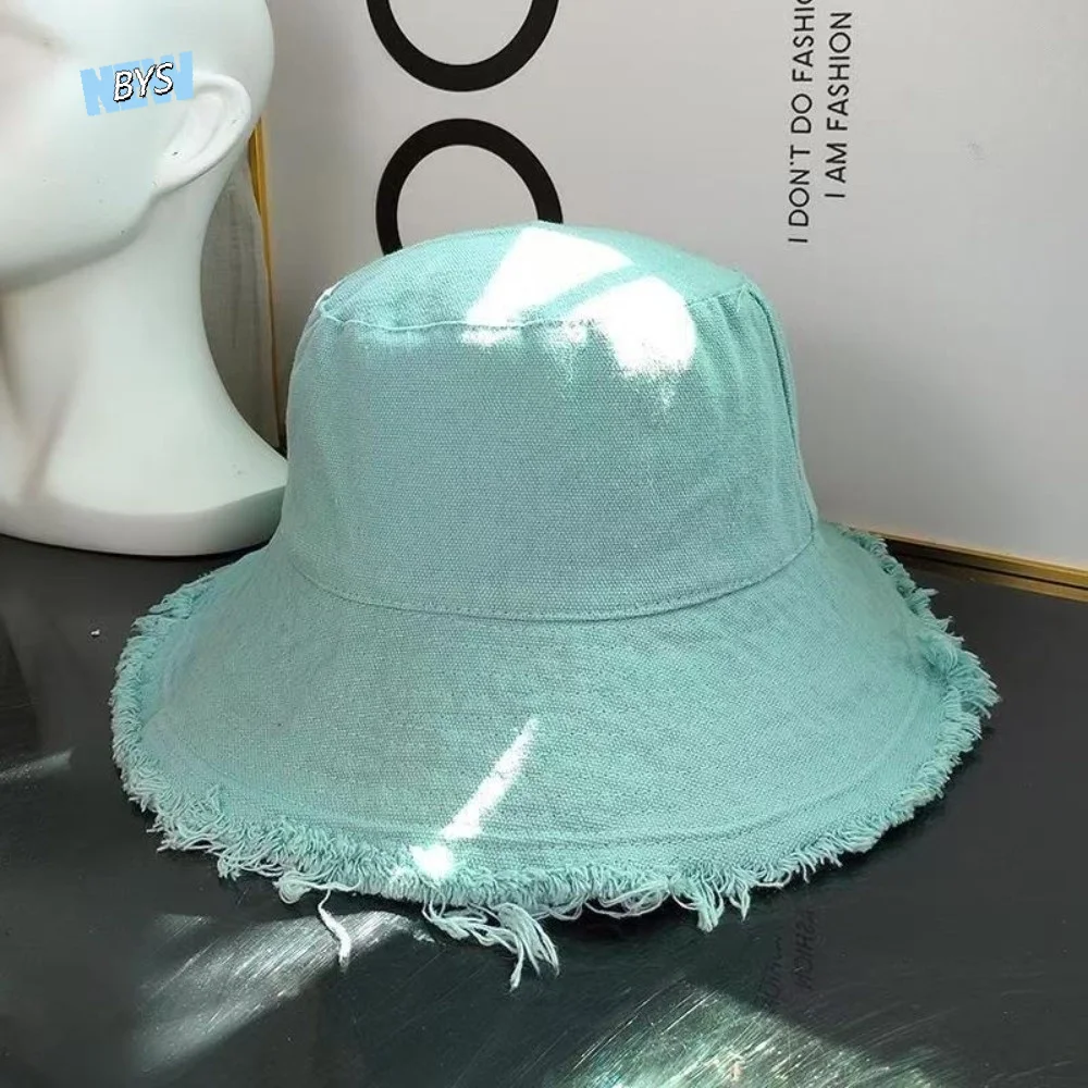 

Soft Simple Raw Edge Fisherman Hat Sunshade Foldable Thin Bucket Hat Japanese Style Solid Color Sun Protection Cap Sport