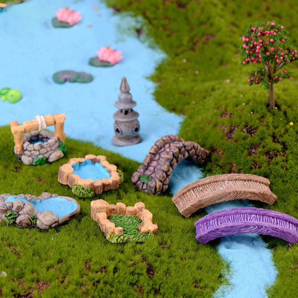Mini adornos de resina para jardín, 5 uds., para Patio exterior, bonsái, paisajismo, accesorios para micropaisaje, Mini adornos
