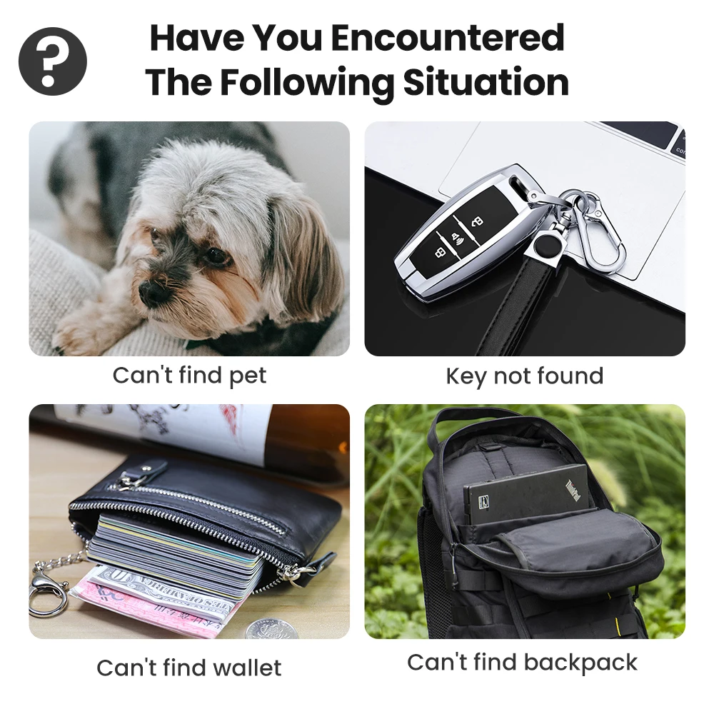 Compatível com Bluetooth Pet GPS Tracker, Smart Tag, Mini Dispositivo Anti-Perda para Wallet Kids e Dog, Key Finder, Apenas IOS, Find My App