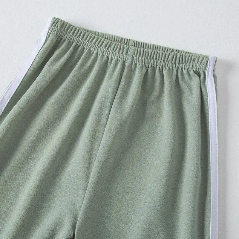 Summer CHILDREN\'S Green Wide-leg Pants Boys and Girls Leisure Sports Pants Elastic Waist Pants