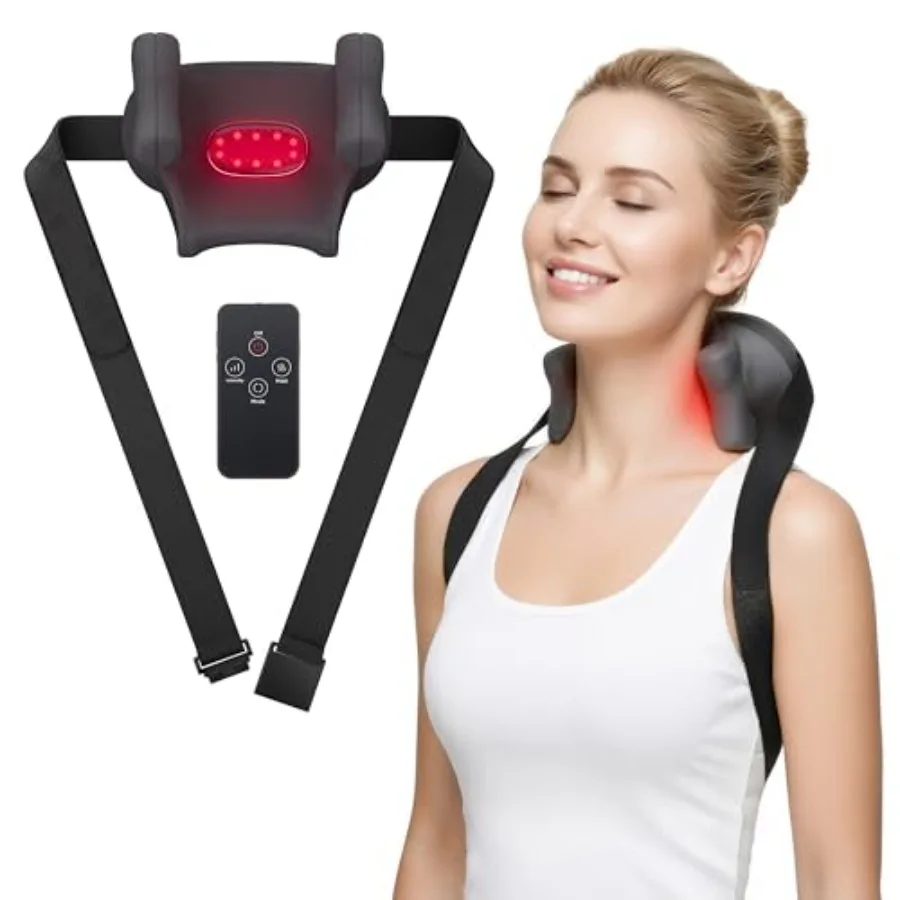 

Cordless Shiatsu Neck and Back Massager with Heat Electric 6D Kneading Massage for Shoulder Leg Body Muscle Pain Relief Remote