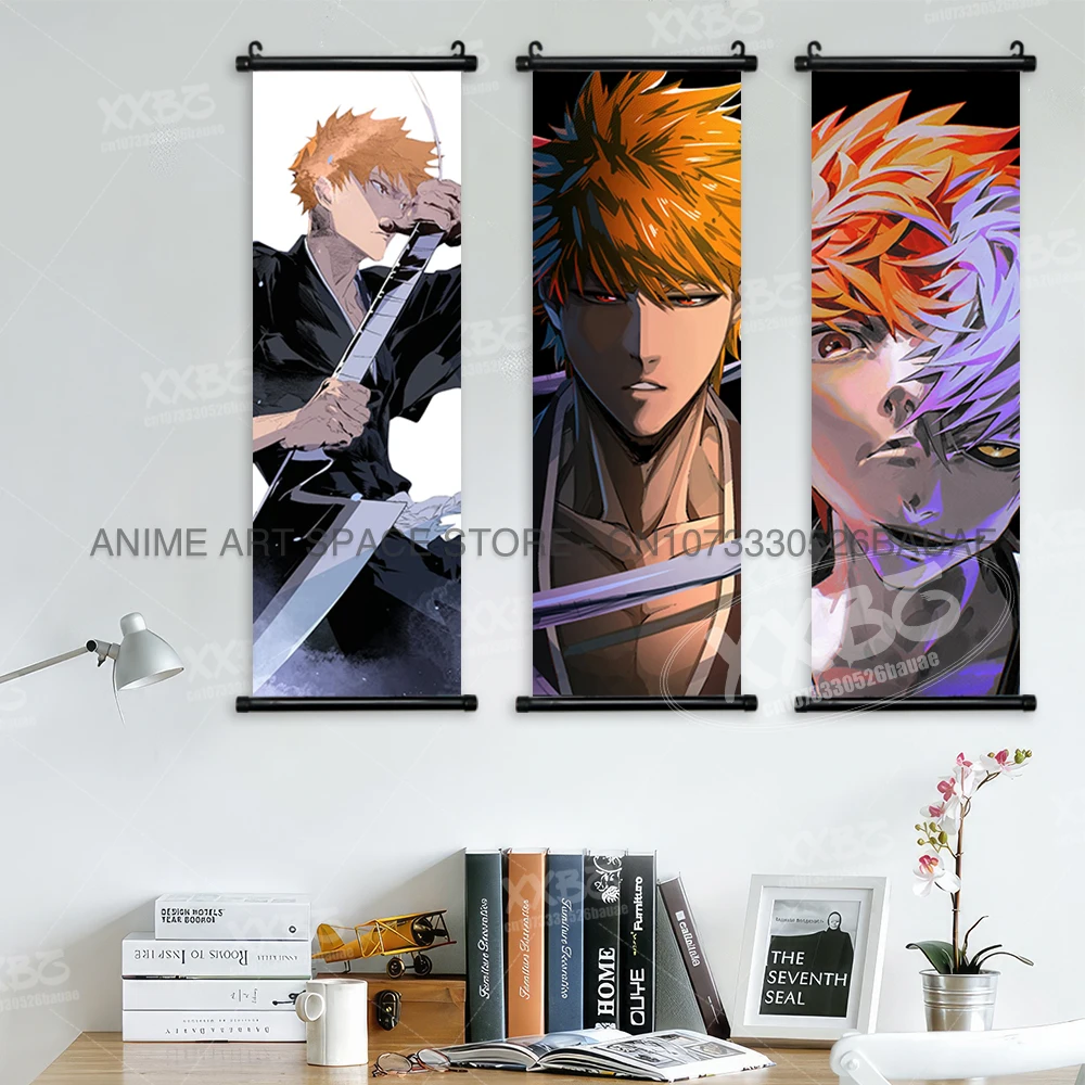 Anime BLEACH Hängende Malerei Kurosaki Ichigo Wandkunst Schriftrollen Bild Sado Yasutora Home Decor Leinwand Japanische Figuren Poster – Detail 4