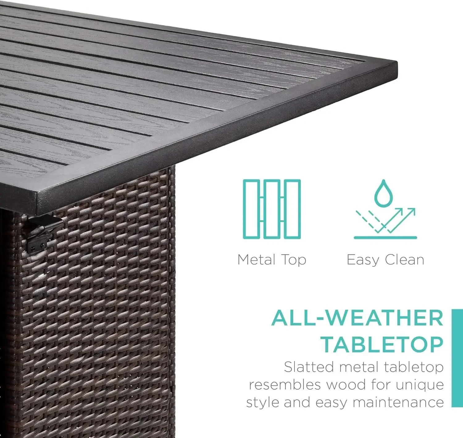 [¡Oferta por tiempo limitado, ¡Compre ahora! ]Juego de mesa de bar de mimbre para exteriores de 5 piezas para patio, junto a la piscina, estante de almacenamiento oculto, mesa de metal, 4 S