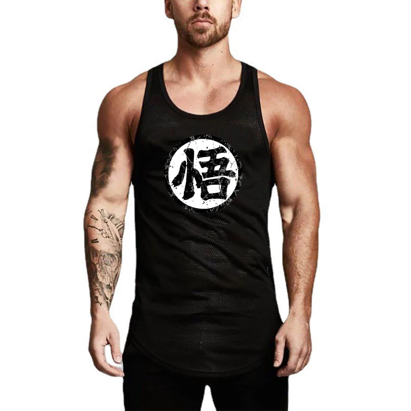 Gym Bodybuilding abgerundeten Saum ärmellose Tanktops Mesh atmungsaktive schnell trocknende Sport-T-Shirts Herren Fitness Muskel Slim Fit Unterhemden