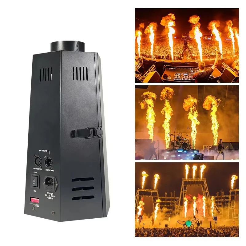 80W Flame Projectors Machine Hexagonal Stage Fire Thrower DMX512 DJ Equipment for Wedding Show Outdoor